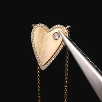 14K Yellow Gold Heart Pendant Necklace 18" 2.4dwt (3.7g) 0.07ct