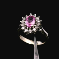  14K White Gold Pink Sapphire & Diamond Ring Size 6.5 2.8dwt (4.4g)