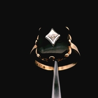 10K Yellow Gold Onyx & Diamond Ring Size 6 1.9dwt (3.0g)