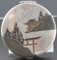vintage compact japanese damascene 3 tone 950 silver