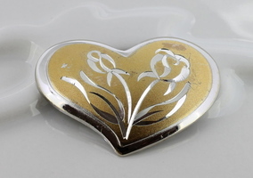vintage gorham vermeil sterling silver heart pin/brooch 925 sterling