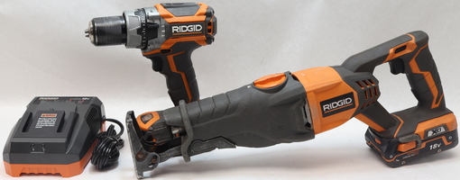 rigid r8641 x4 recip saw, r86116 gen 5x drill driver, 2 batteries and charger