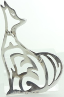  Howling Coyote Sterling Silver Brooch Pin