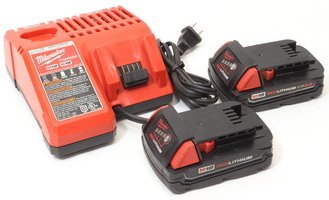Milwaukee 48-59-1812 M12-M18 Battery Charger w/ CP 2.0Ah and 1.5Ah Batteries