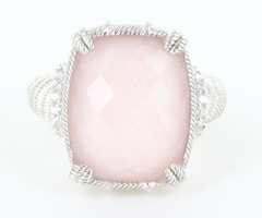 Judith Ripka Rose Quartz & Pink Opal Doublet Sterling Silver Ring Size 8