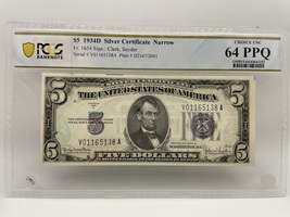 $5 Silver Certificate 1934D - PCGS 64 PPQ Choice UNC