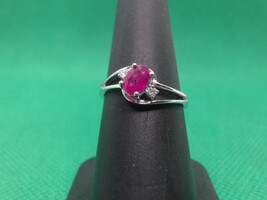 14K Wg Sz. 7, Ruby and Diamond Ring 