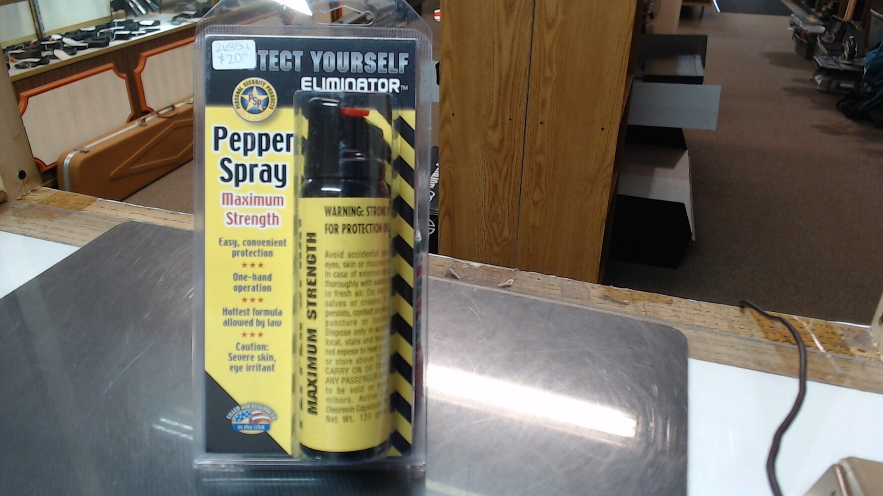 protect yourself eliminator pepper spray. 120 grams.