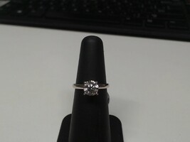 14K WG, Sz. 4 3/4, 1.02 Round Cut Solitaire Diamond Ring, w/ papers