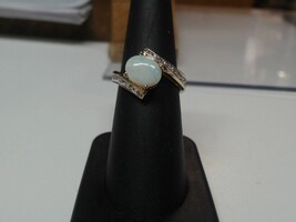 14k YG Opal & Diamond Ring, size 6 1/2