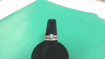 14K WG Diamond Ring w/ Diamond Band, Size 7, 3/4cttw
