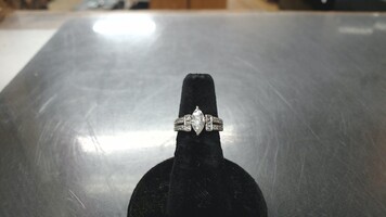14K WG,1.20 Cttw, Marquis Diamond Ring Size 4 3/4