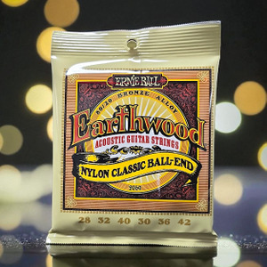 Ernie Ball 2069 Earthwood Folk Nylon Ball End Set, Clear and Gold
