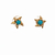 14k Yellow Gold Starfish Turquoise Stud Earrings 