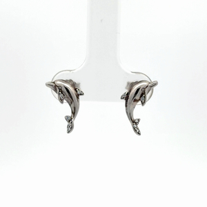 Alamea 001-12-01, 925 Sterling Silver Dolphin Pave Stud Earrings 