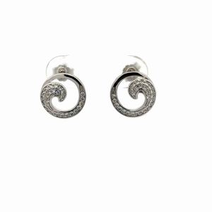 Alamea 237-12-01 925 Sterling Silver Pave Wave Earrings 