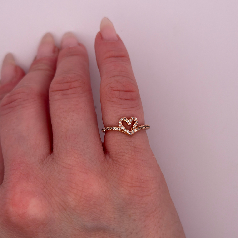 Pandora 189302C01 Sparkling Heart Wishbone Ring Size 4.5 | Pine Ridge ...