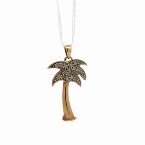 10k Yellow Gold Diamond Palm Tree Pendant 