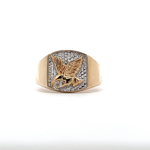 10k Two Tone Gold Eagle Diamond Ring Size 10
