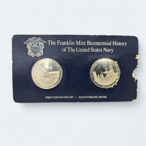 FRANKLIN MINT BICENTENNIAL HISTORY OF THE UNITED STATES NAVY .925 SILVER ROUNDS