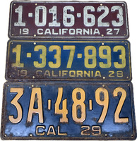 Set of 3 Used California License Plates (Late 1920s) - Rust and Signs  (9189363)