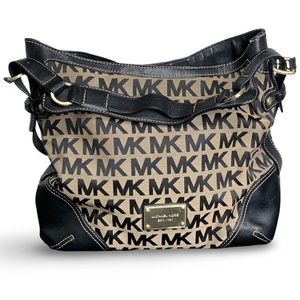 Michael Kors Monogram Handbag – Black & Brown Leather and Canvas, Used