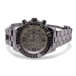 KC Chronograph Silver Wrist Watch – Extra Links – Original Brown Wood Case