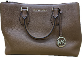 New Michael Kors Camille Large Leather Satchel Handbag Purse - Brown 9263204