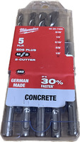 Milwaukee Concrete 5pc SDS Plus 2-Cutter Drill Bit Set (9263348)