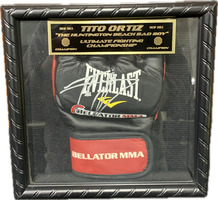Tito Ortiz Autograph Signed Gloves – Framed in Glass Case – No Paperwork