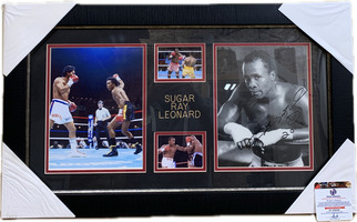 Sugar Ray Leonard Signed Framed Poster – Global Authentics COA GV 809296