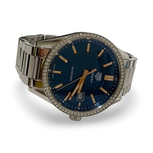 Tag Heuer WAR1114 Gold Tone Quartz Watch – Blue Dial w/ Diamond Markers – No Box