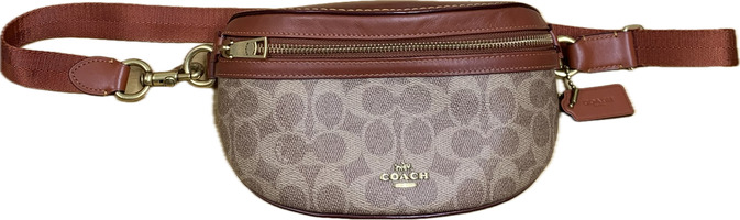 Used Coach Signature Fanny 39937 Tan Rust/Gold Belt Leather Pack Bag - (9268370)