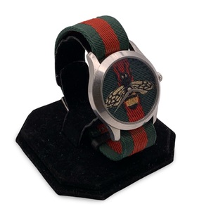 Gucci Timeless Web Stripe Stainless Steel Watch Model 126.4 Used