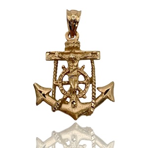  1.51 DWT (2.35g) 14KT Yellow Gold Charm – Small Religious Anchor Pendant