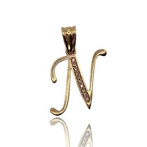  0.75 DWT (1.17g) 14KT Yellow Gold Charm – “N” Initial Pendant (Non-Diamond)