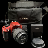 CANON DS126621 EOS REBEL T6 RED BODY 18-55MM LENS OEM CHARGER AND CAMERA BAG 