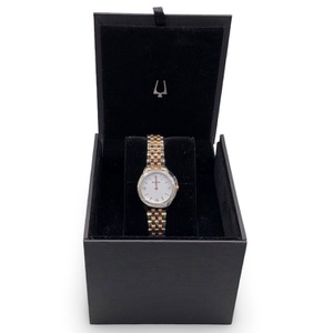 Bulova Diamonds Two Tone White Dial Sapphire Crystal Women's Watch - Open Box