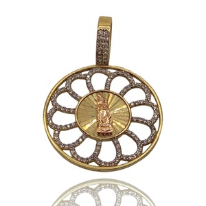  3.40 DWT (5.29 Grams) 14KT Two-Tone Gold Large Religious Flower Charm 