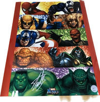 Marvel Poster Signed by Stan Lee - Featuring 10 Superheroes - Authentic