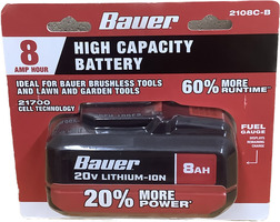Bauer 2108C-B 8AMP 8AH Hour High Capacity Battery 20V - Brand New in Box