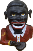 Used Black Memorabilia Cast Iron Piggy Bank - No Bottom - (9294321)