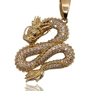  10kt Yellow Gold Dragon Charm – 7.50 dwt (11.66 grams) – Ruby Eyes 