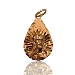  1.17 DWT (1.82g) 18KT Yellow Gold Charm – Religious Teardrop-Shaped Pendant