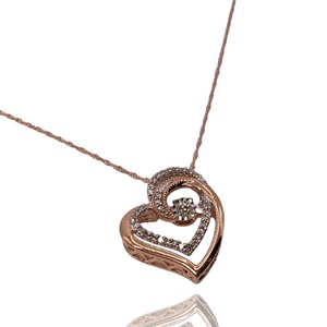  10kt Rose Gold 18" Chain w/ Two-Tone Heart Pendant – Diamond Chips – 1.54dwt  