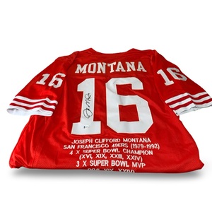 Joe Montana #16 Signed Autographed Jersey – Beckett COA & Sticker – Authentic