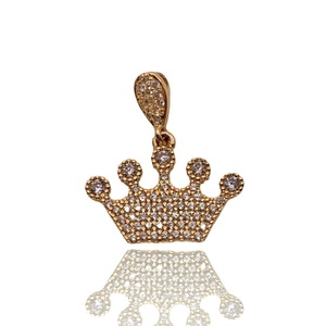  1.15 DWT (1.79 Grams) 14KT Rose Gold Crown Charm with Pave Non-Diamond Accents