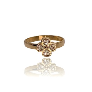  Size 8 – 1.22 DWT (1.90g) 14KT Yellow Gold Ring – 4-Leaf Clover Design 