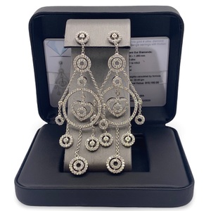 18K Jagi White Gold Chandelier Earrings –14.64 dwt – Heart & Circle Design 