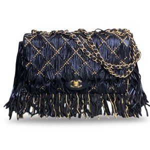 Chanel Paris-Dallas Fringe Flap Bag Studded Metallic Suede w/ Chain Detail –Used